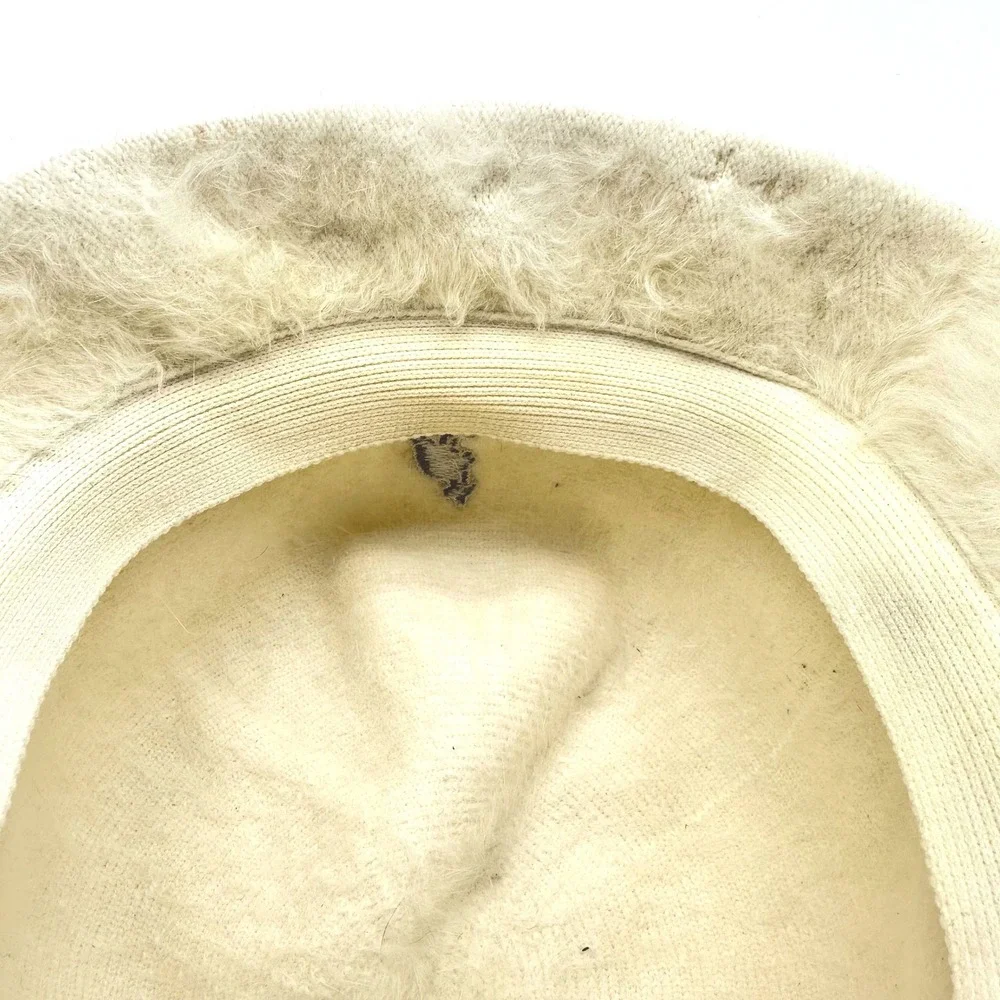 Vintage Kangol Furgora Bin Bucket Hat Off White Cream Fuzzy Angora Blend Medium